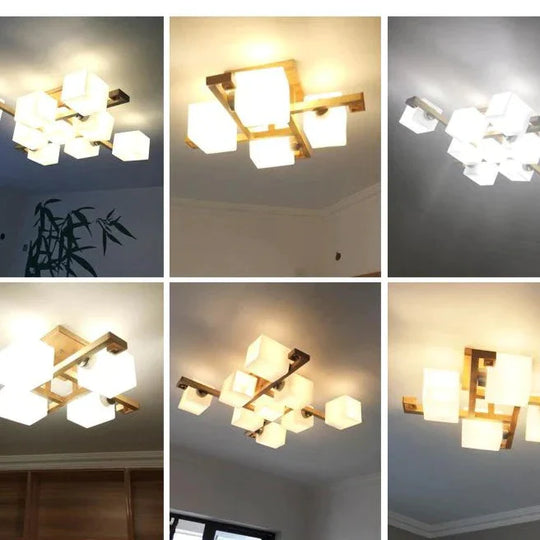 Nordic Personality Simple Log Ceiling Lamp In Living Room Creative Warm Bedroom Restaurant Solid
