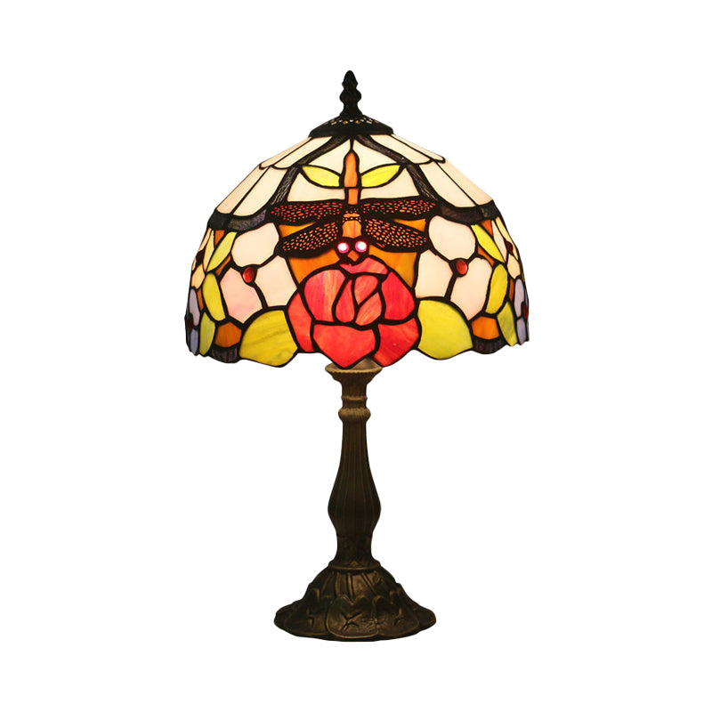 Rachele - Bronze Domed Task Lighting Mediterranean Table Lamp 1 Light Stained