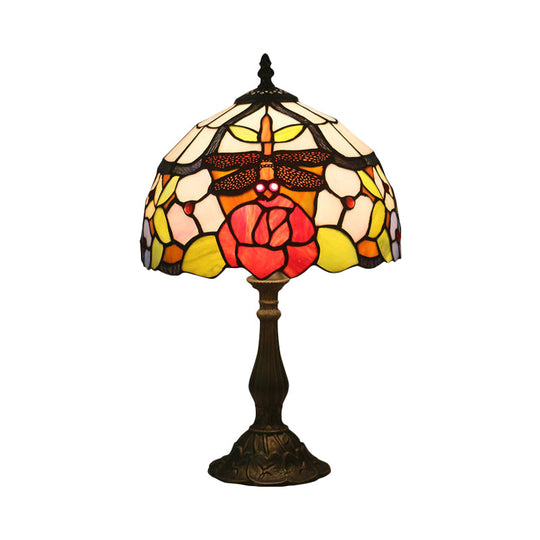 Rachele - Bronze Domed Task Lighting Mediterranean Table Lamp 1 Light Stained