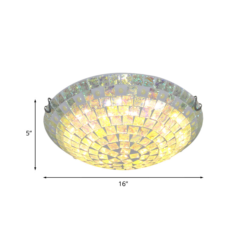 Baroque Blue Glass Bowl Ceiling Light - 2/3 Lights Square - Cut Flush Mount Lamp For Bedroom