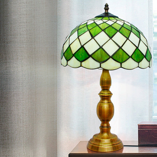 Aurore - 1 - 1 Head Bedroom Nightstand Lighting Mediterranean Green Table Lamp With Lattice Bowl