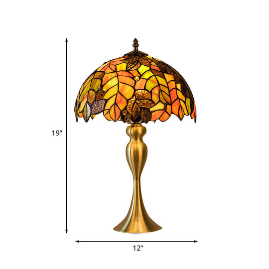 Abigail - Baroque 1 - Light Leaf Patterned Night Lamp Gold Finish Hand Cut Glass Table Lighting