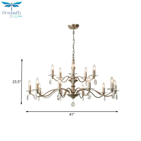 9/12/15 Lights Ceiling Light Country Candle Metal Hanging Chandelier In Champagne For Dining Room