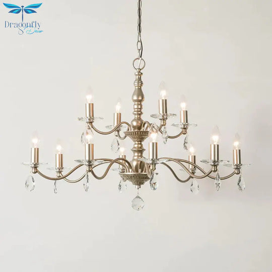 9/12/15 Lights Ceiling Light Country Candle Metal Hanging Chandelier In Champagne For Dining Room
