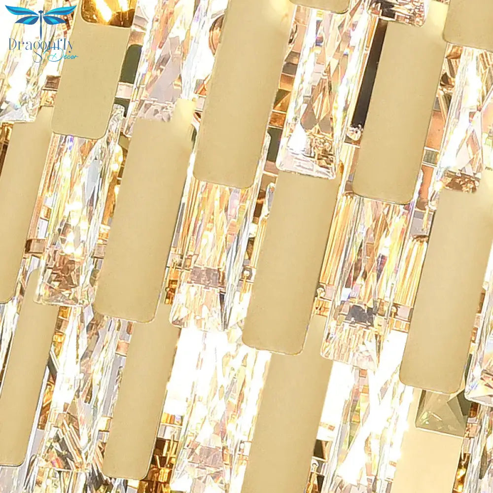 9/16 Lights Dining Room Chandelier Contemporary Gold Hanging Light Kit With Cone Crystal Shade