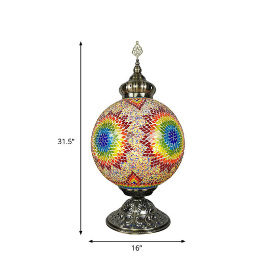 Raelynn - Vintage Sphere Nightstand Lighting 1 - Light Hand Rolled Art Glass Night Table Light For