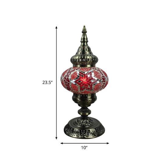 Barbara - Bohemia Elliptical Stained Glass Table Lighting 1 Head Living Room Nightstand Light In