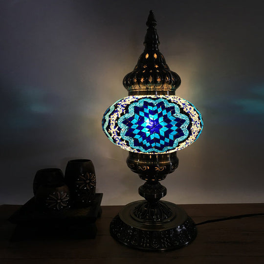 Barbara - Bohemia Elliptical Stained Glass Table Lighting 1 Head Living Room Nightstand Light In