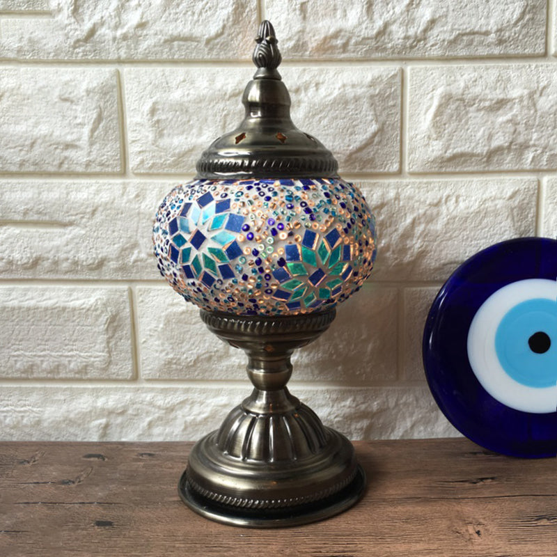 Veronica - Bohemia Orb Night Table Lamp Single Light Hand Cut Glass Nightstand Lighting In