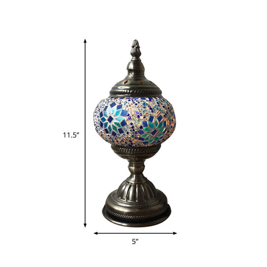 Veronica - Bohemia Orb Night Table Lamp Single Light Hand Cut Glass Nightstand Lighting In