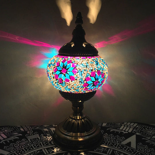 Veronica - Bohemia Orb Night Table Lamp Single Light Hand Cut Glass Nightstand Lighting In