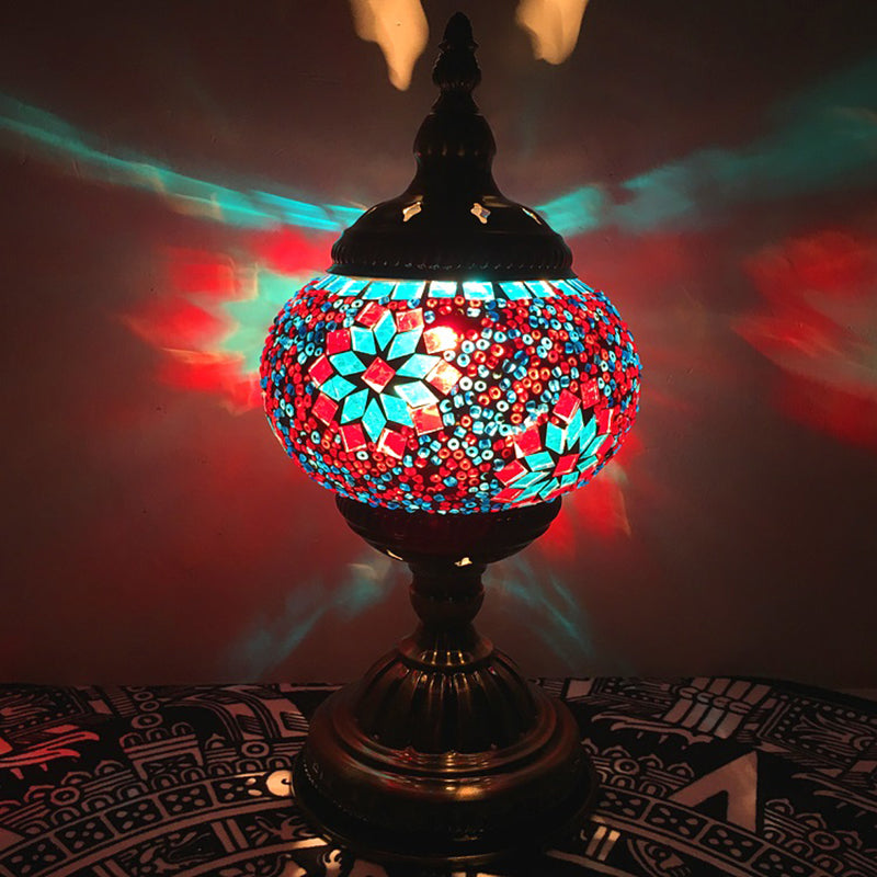 Veronica - Bohemia Orb Night Table Lamp Single Light Hand Cut Glass Nightstand Lighting In