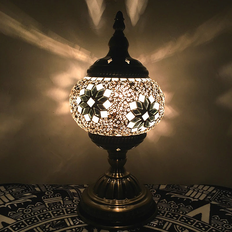 Veronica - Bohemia Orb Night Table Lamp Single Light Hand Cut Glass Nightstand Lighting In