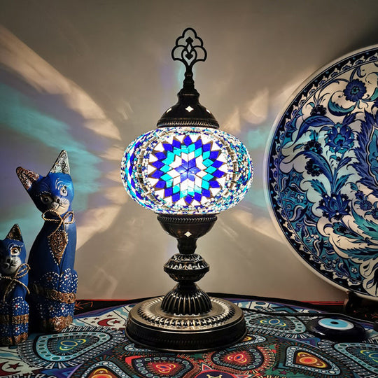 Caroline - Moroccan Oblong Night Light Stained Art Glass Lamp