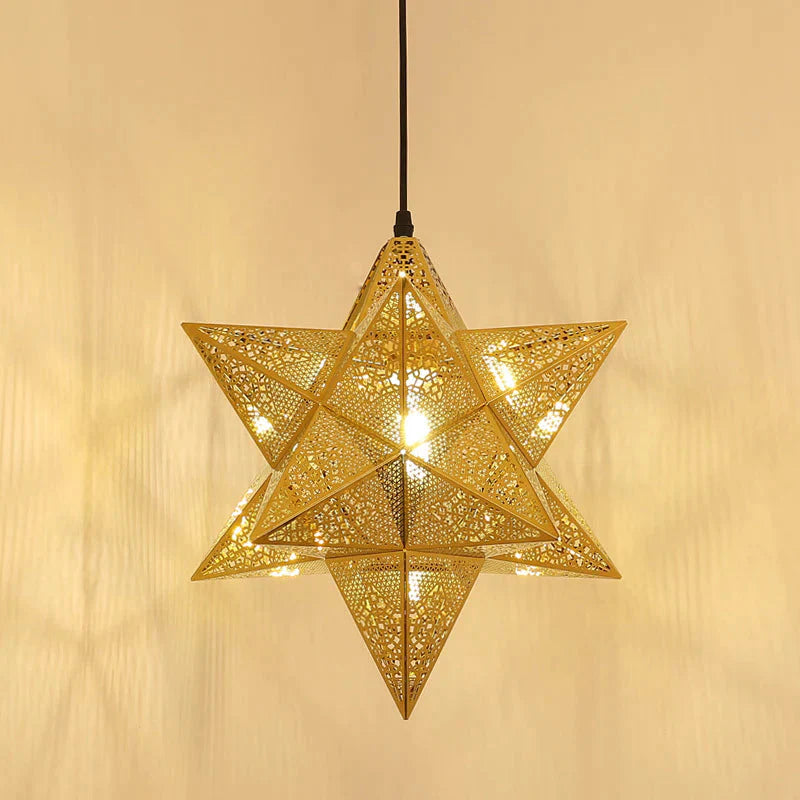 Northern Europe Single Head Creative Pentastar Titanium Stainless Steel Metal Ball Hollowed Out