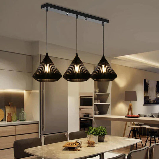 Dining Room Chandelier Three Head Modern Simple Household Hollowed Out Carving Fashion Iron