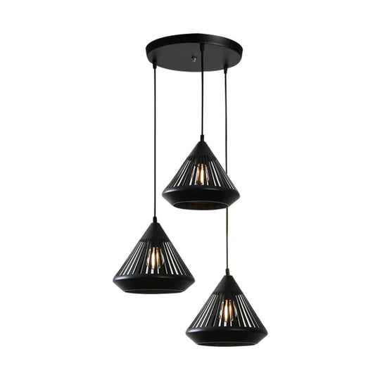 Dining Room Chandelier Three Head Modern Simple Household Hollowed Out Carving Fashion Iron