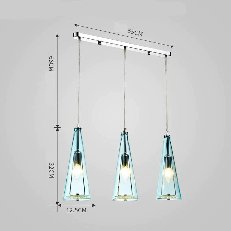 Modern Simple Led Chandelier Three Head Crystal Long Plate Water Blue / 5W Pendant