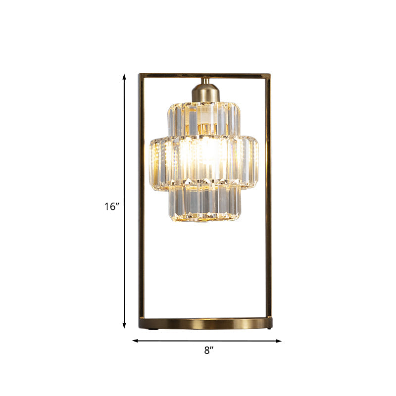 Gabriella - Simplistic 1 - Head Brass Finish Night Lamp With Rectangle Frame Clear