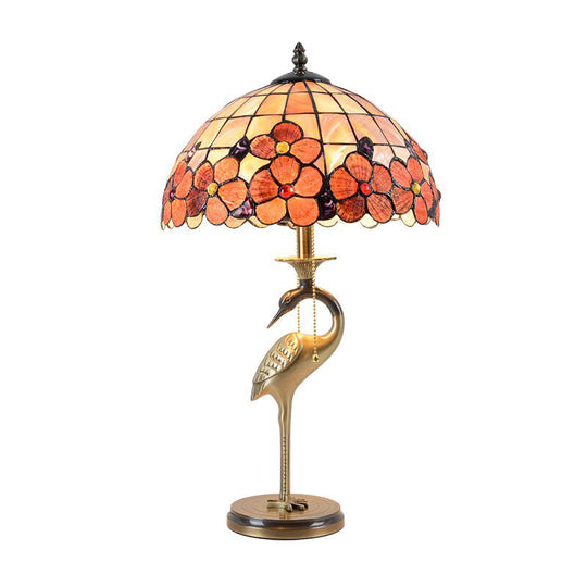 Mahasim - Tiffany Gold Metal Nightstand Lamp 2 Bulbs Halcyon Night Table Light