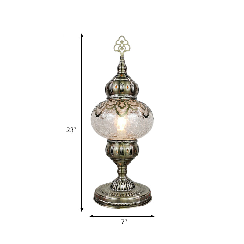 Sophie - Crackle Bronze 1 Light Desk Lamp Bohemian Glass Oval/Globe Night Table For Living Room