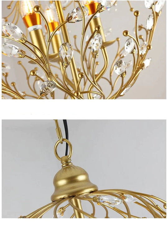 American Gold Retro Iron Personalized Crystal Lamp Nordic Ball Restaurant Porch Bedroom Coffee Shop