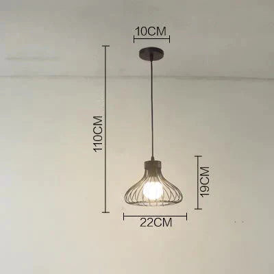 Retro Iron Chandelier Restaurant Bar Creative Black Wire Single Head / No Bulb Pendant
