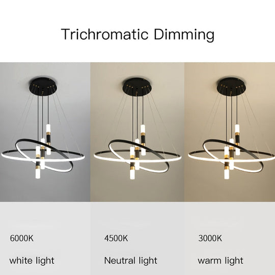 Modern Led Chandelier With Spotlight For Living Dining Room Kitchen Black Simple Pendant Lamps