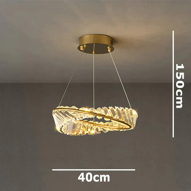 Dimmable Crystal Chandeliers Lighting Modern Ring Pendant Light Led Lamp Fixtures For Dining Room