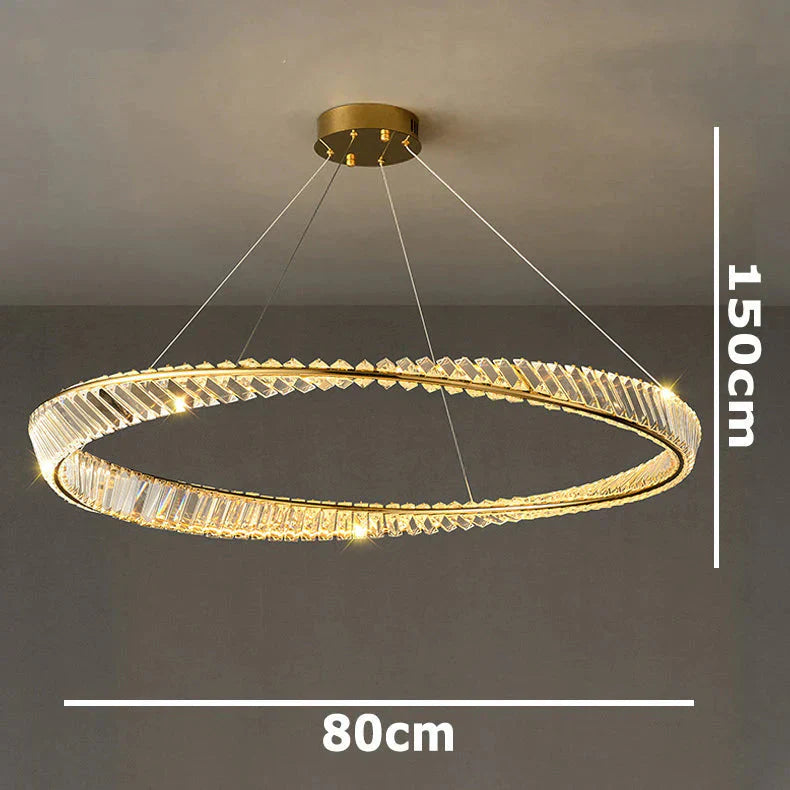 Dimmable Crystal Chandeliers Lighting Modern Ring Pendant Light Led Lamp Fixtures For Dining Room