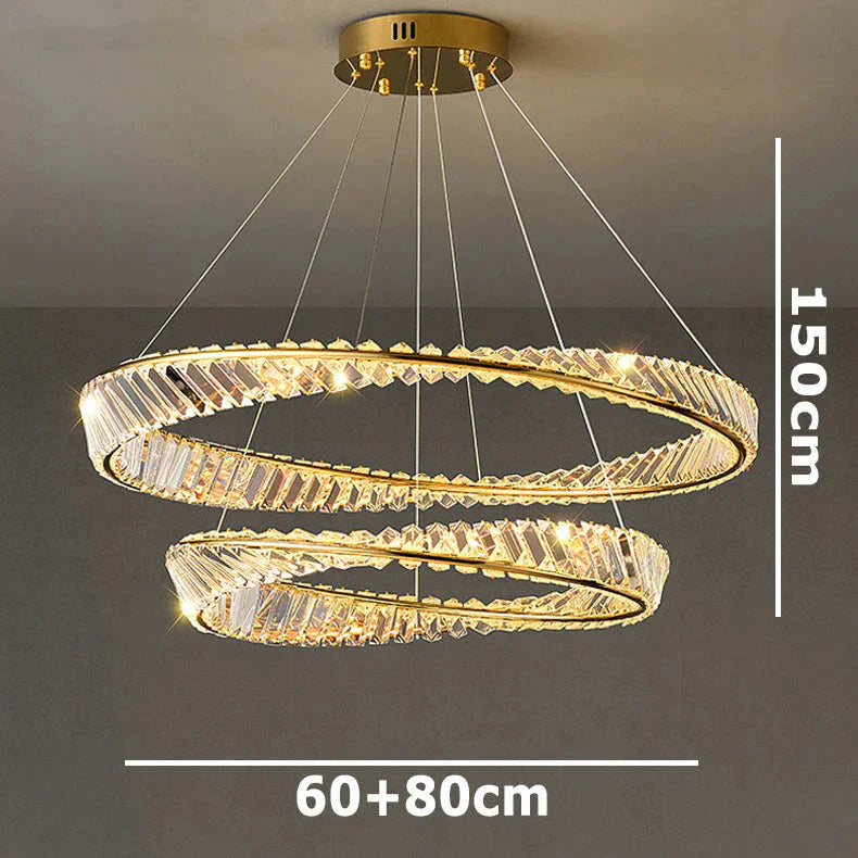 Dimmable Crystal Chandeliers Lighting Modern Ring Pendant Light Led Lamp Fixtures For Dining Room