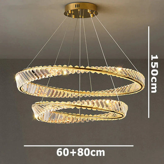 Dimmable Crystal Chandeliers Lighting Modern Ring Pendant Light Led Lamp Fixtures For Dining Room