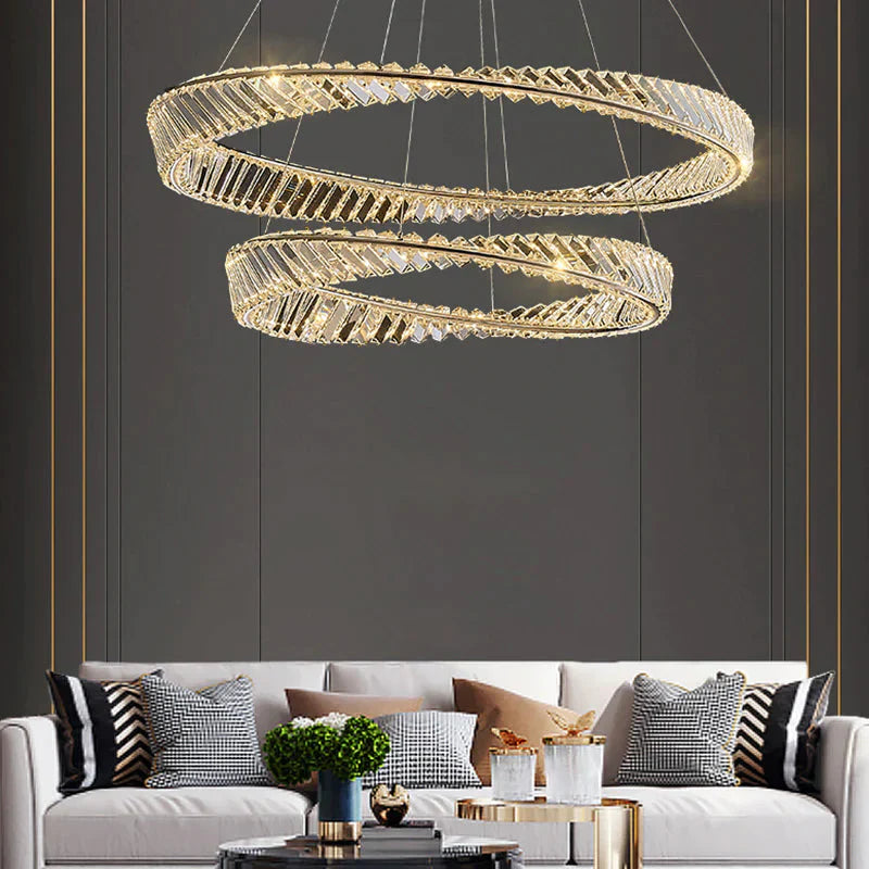 Dimmable Crystal Chandeliers Lighting Modern Ring Pendant Light Led Lamp Fixtures For Dining Room