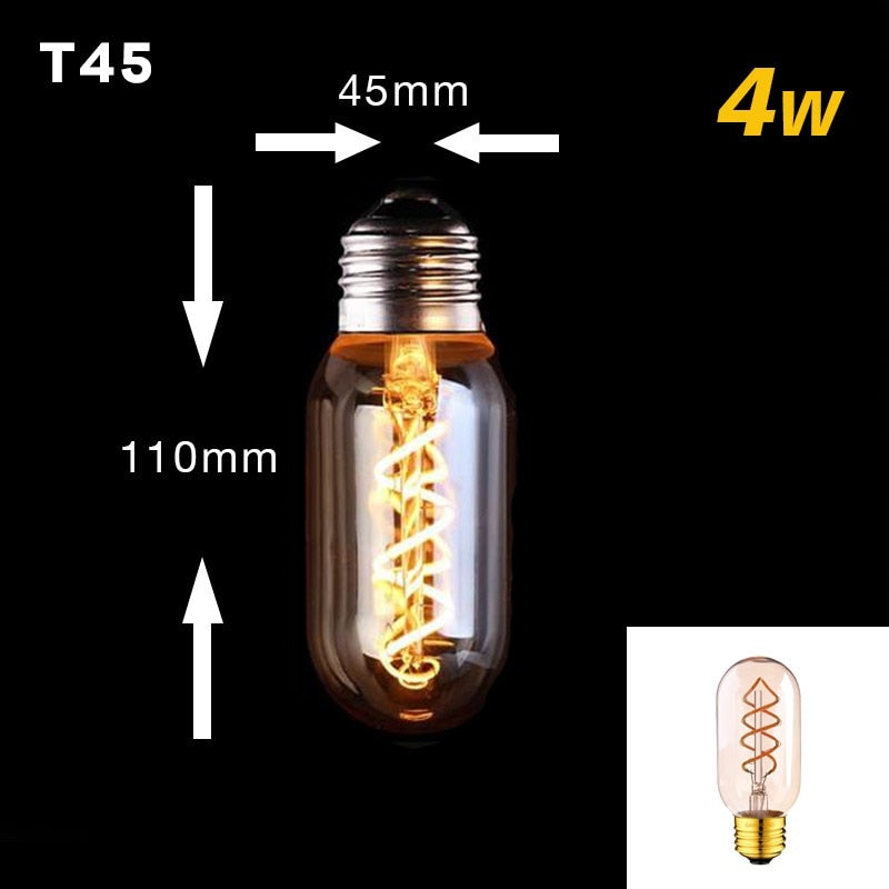 Retro Dimmable Led Edison Bulb E27 3W Gold Spiral Filament St64 G125 Ampoule Lamp Incandescent