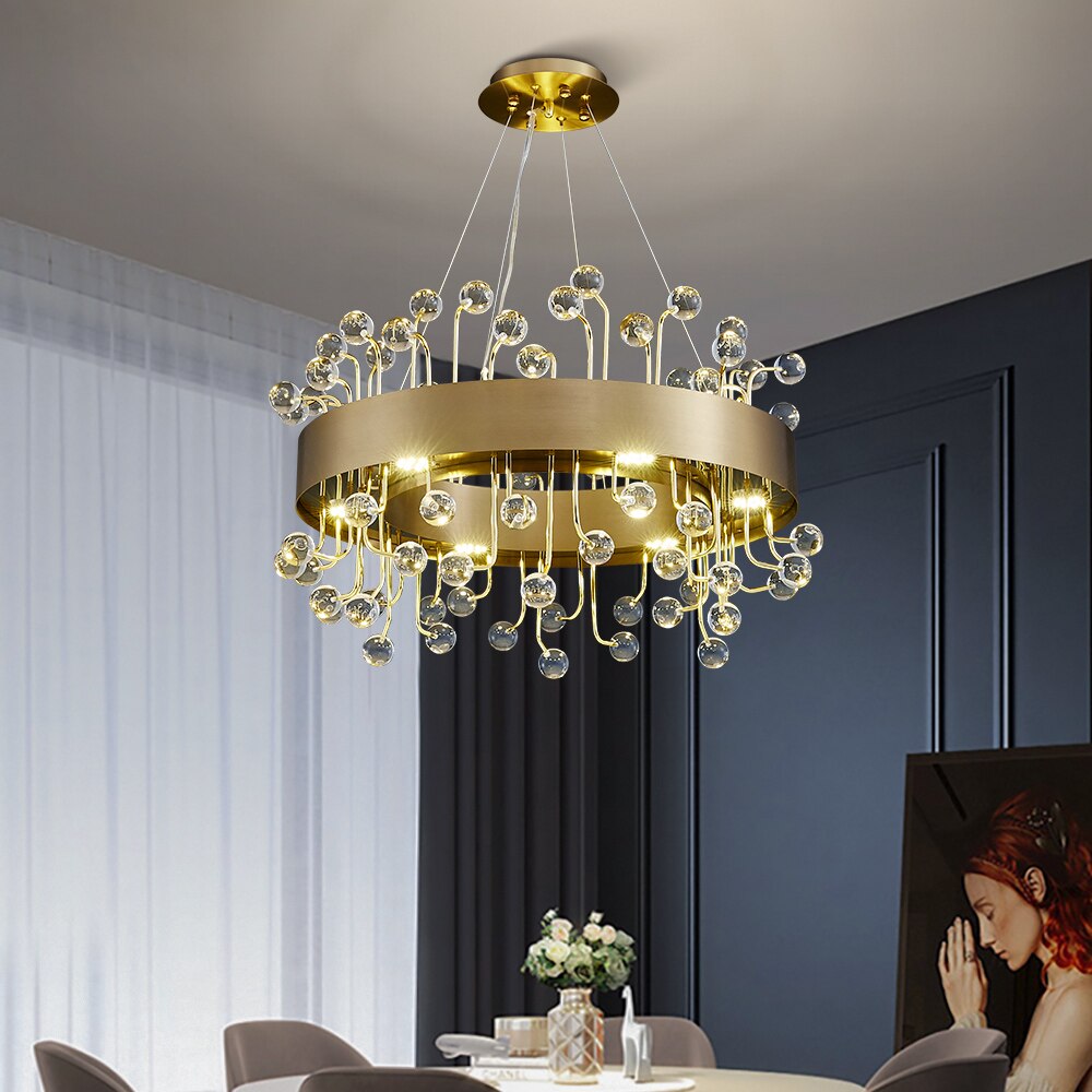 Colour Crystal Led Chandeliers For Living Room Indoor Lighting Round Chandelier Bedroom Rectangle
