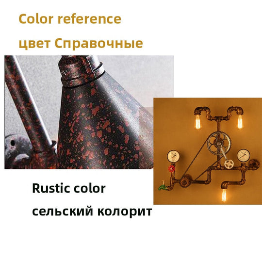 Vintage Retro Loft Industrial Wind Light Personality Water Pipe Gear Wall Lamp For Restaurant Bar