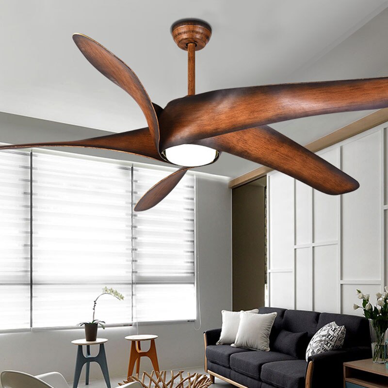 60 - Inch Nordic Brown Vintage Ceiling Fan - Features Led Lights And Remote Control Ideal For