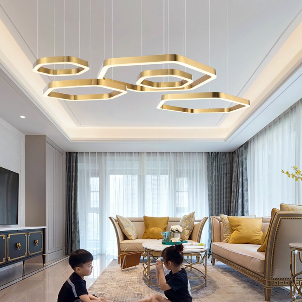 Modern Led Chandelier Gold Living Room Lamp Luxury Creative Stainless Shop Light Fixture