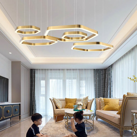 Modern Led Chandelier Gold Living Room Lamp Luxury Creative Stainless Shop Light Fixture