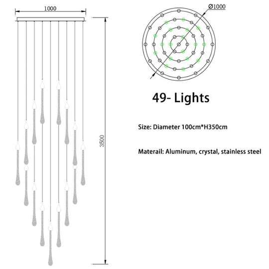 Luxury Pendant Lights Kitchen Island Lighting Rectangle Hanging Lamps Crystal Led Large Staircase