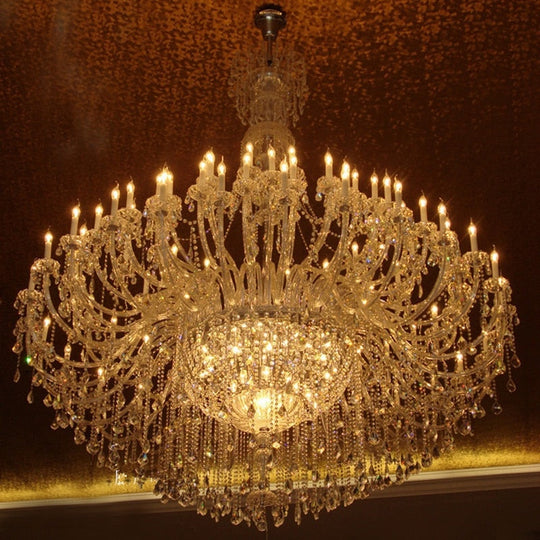 Transparent Large Crystal Chandeliers Engineering Lights Creative Personality Staircase Luminaire