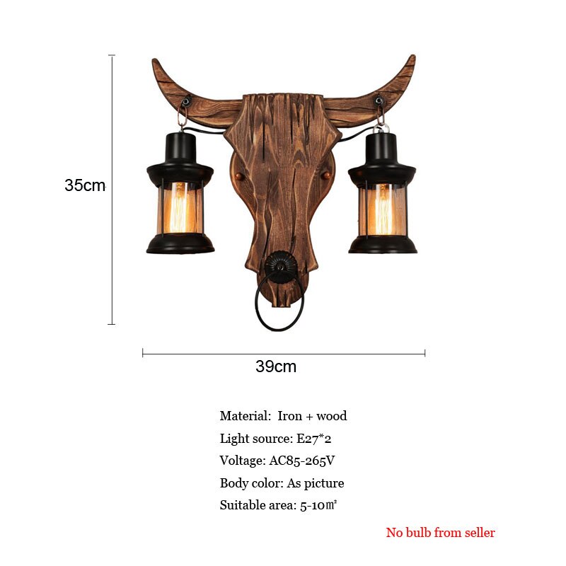 Industrial Light Design Retro Iron Wood Lamp Glass Wall Creative Cafe Restaurant Bar Bedside Sconce