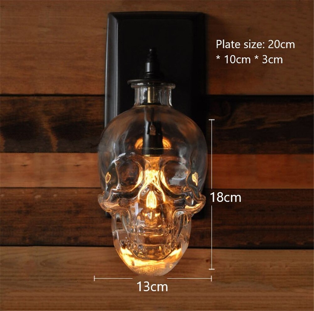 Nordic Loft Industrial Light Designer Retro Skull Glass Wall Lamp Vintage Bracket Lights Corridor