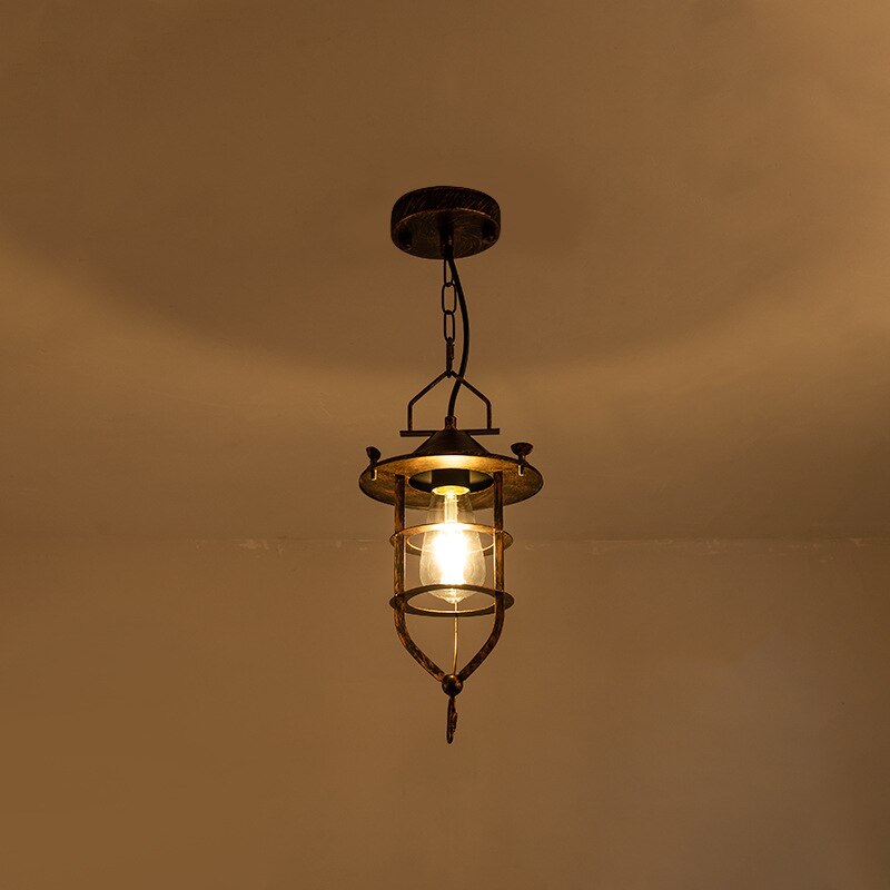 Rustic Farmhouse Hanging Light Fixtures Antique Copper Black D18Cm E27 Socket Vintage Metal Pendant