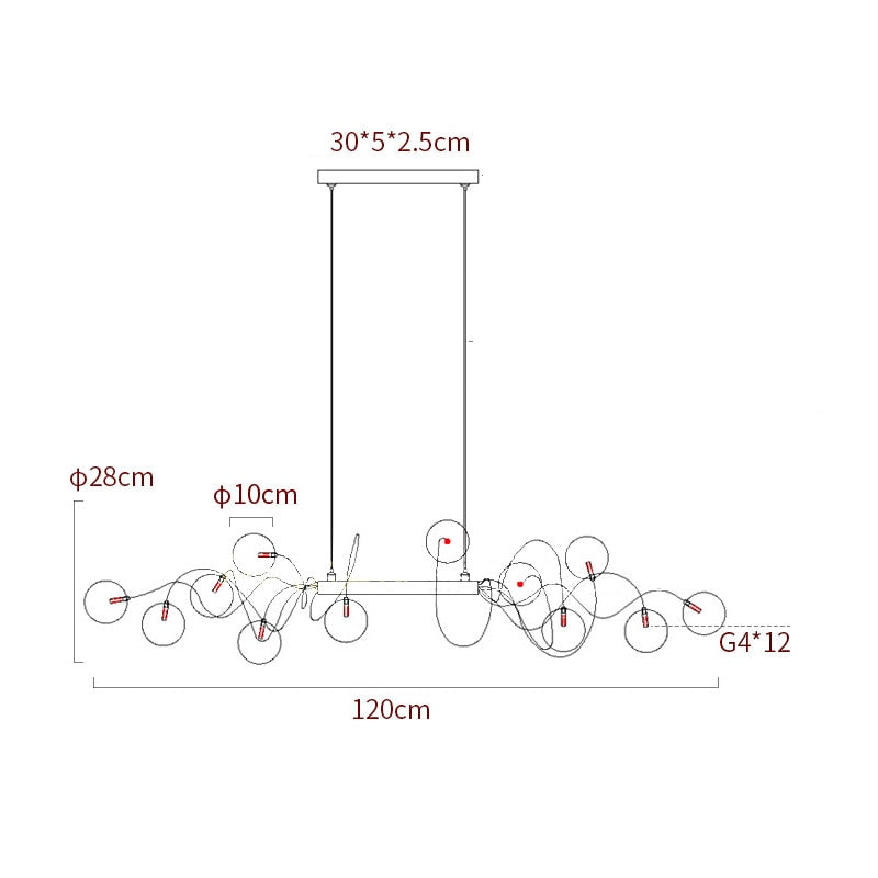 Nordic Living Room Glass Magic Bean Chandelier Modern Minimalist Molecule Bedroom Creative