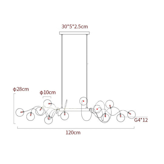 Nordic Living Room Glass Magic Bean Chandelier Modern Minimalist Molecule Bedroom Creative