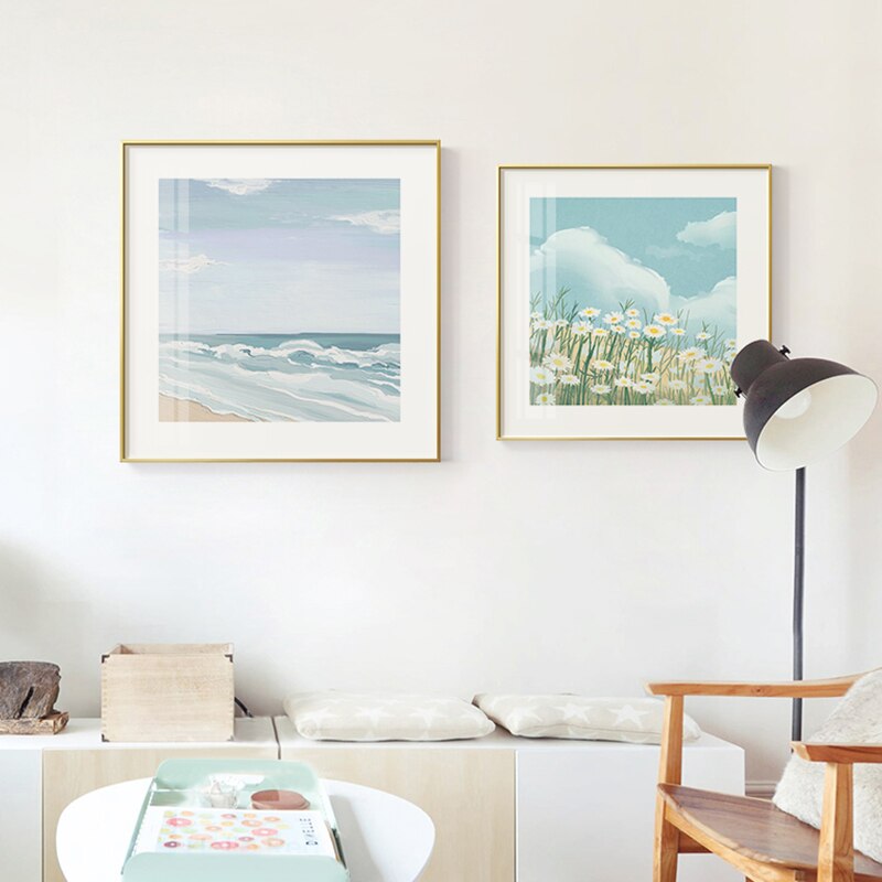 Nordic Country Style Square Canvas Posters - Minimalist Wall Art For Modern Home Decor In Living