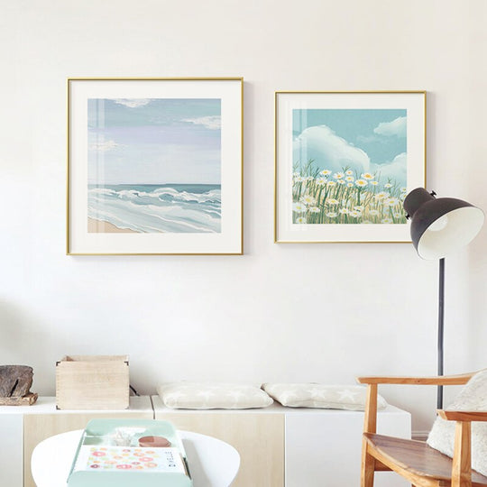 Nordic Country Style Square Canvas Posters - Minimalist Wall Art For Modern Home Decor In Living