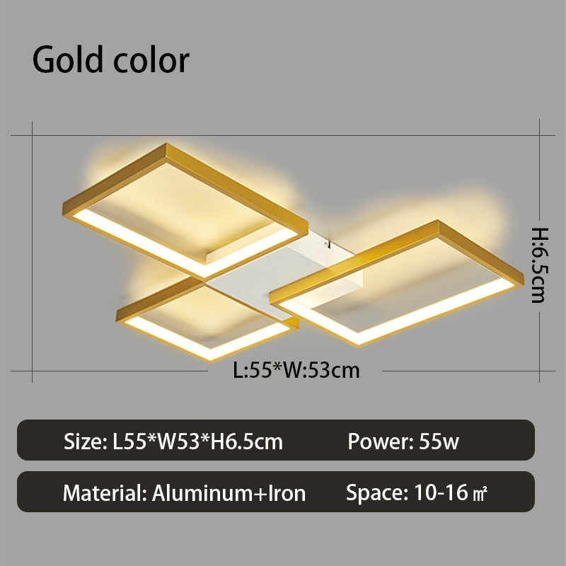Modern Led Chandeliers Lamp For Living Room Bedroom Study Indoor Gold/Black Color Ceiling Free