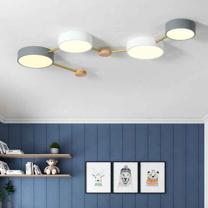 Nordic Wood Ceiling Chandelier Light Ac 90 - 260V Led Living Room Lamp For Bedroom Children Baby